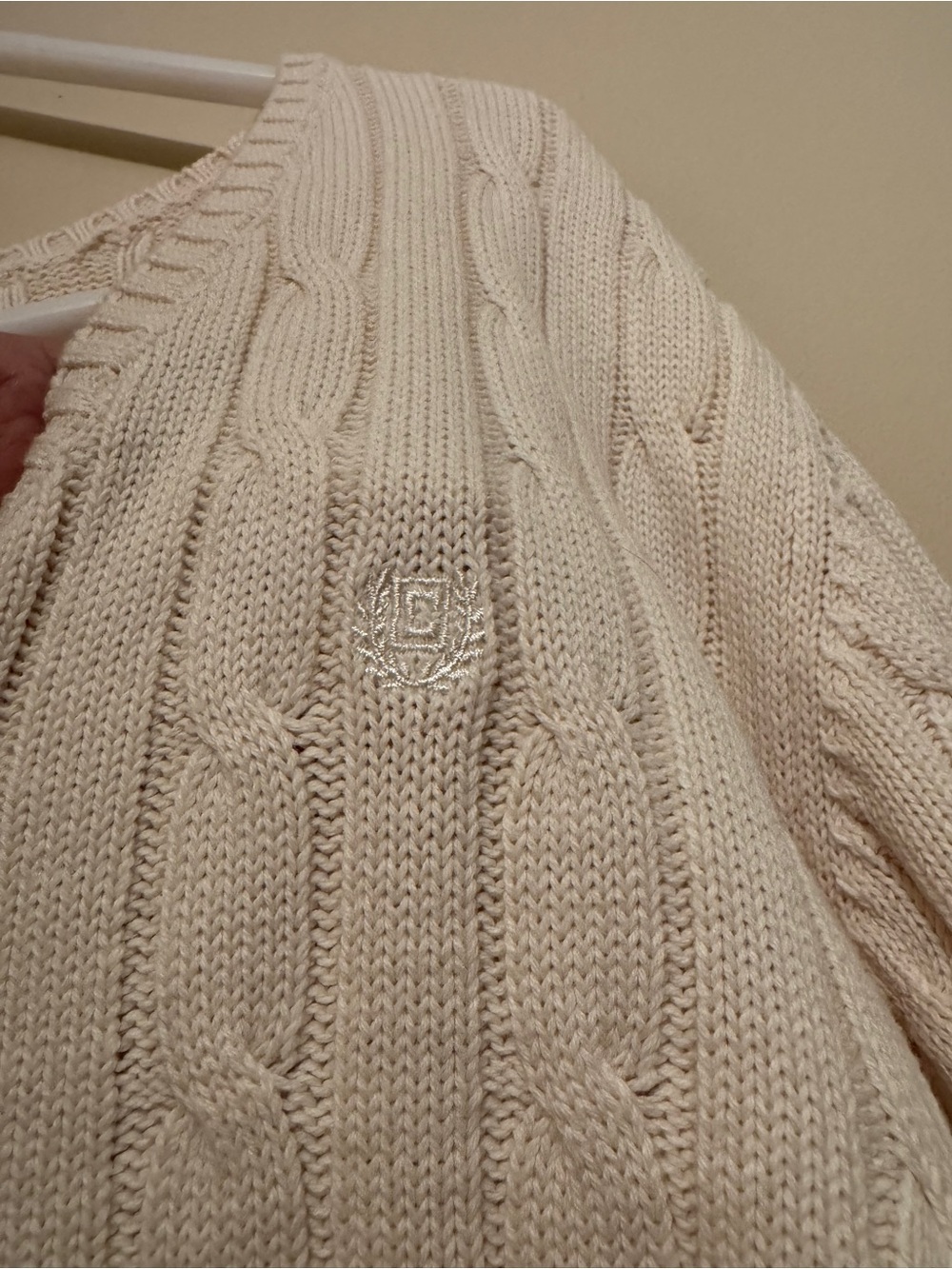 Chaps Cream Cable Knit V-Neck Sweater Plus Size 3X NWT - Picture 7 of 9